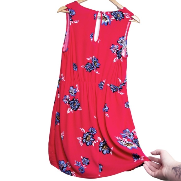 Xhilaration Red Floral Sleeveless V Neck Tie Front Dress Women Size Medium - Picture 8 of 16